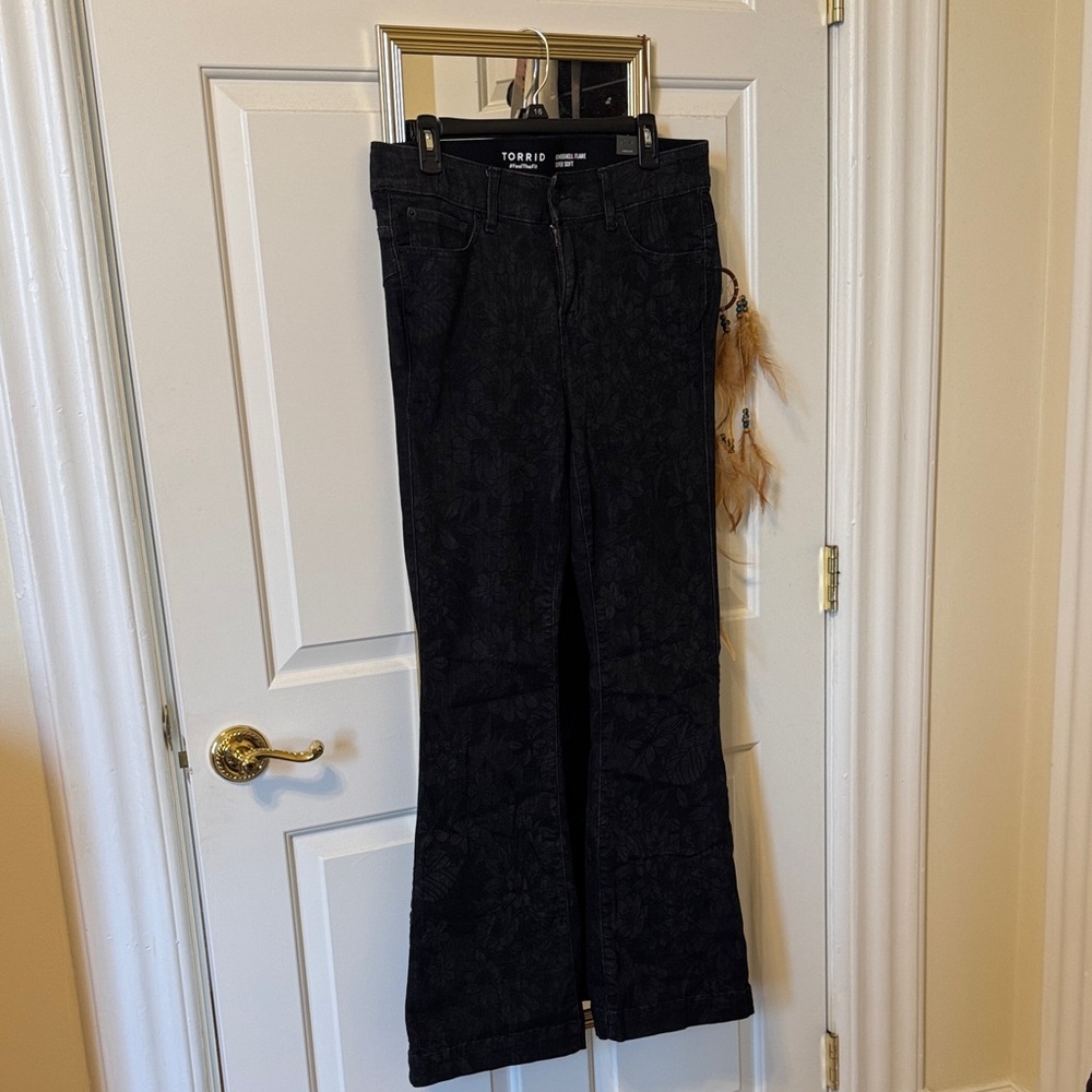 Torrid Black Patterned Flare Pants